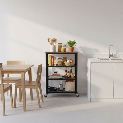 Industrial 4-Shelf Trolley with Wheels