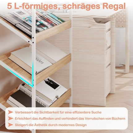 Industrial 6-Tier Bookshelf, Metal Frame, 161 cm Tall