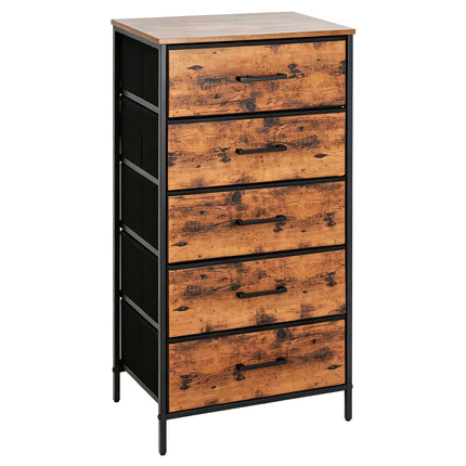 Industrial Black Chest of 5 Fabric Drawers, 94x45x30 cm
