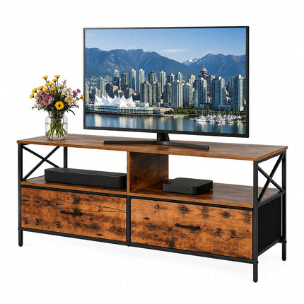 Industrial Black TV Stand with Storage, 120 cm