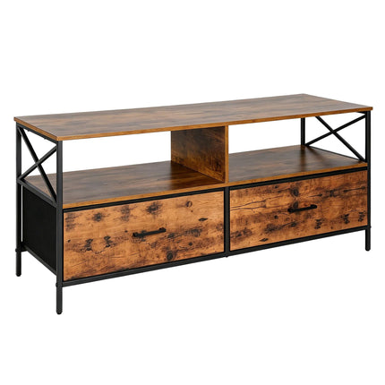 Industrial Black TV Stand with Storage, 120 cm