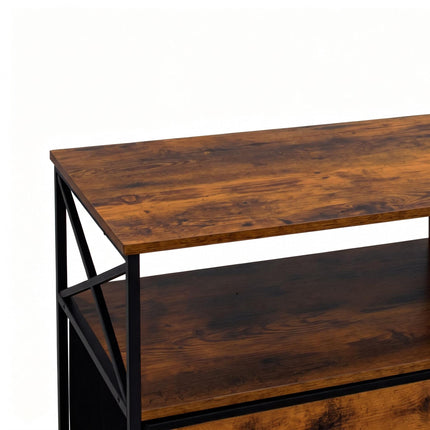 Industrial Black TV Stand with Storage, 120 cm
