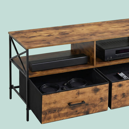 Industrial Black TV Stand with Storage, 120 cm