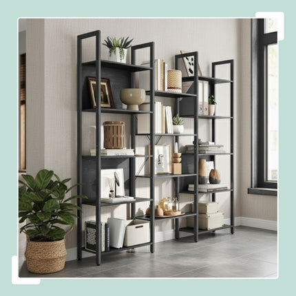 Industrial Bookshelf, 14-Tier Storage Shelves