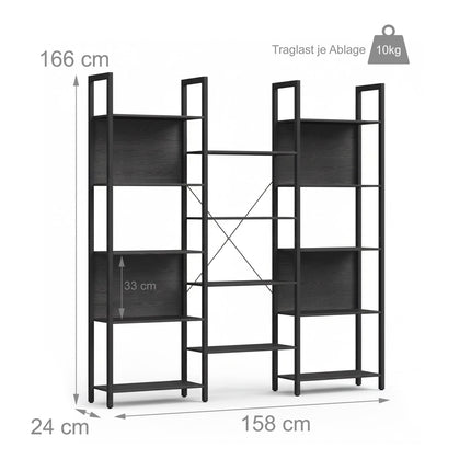 Industrial Bookshelf, 14-Tier Storage Shelves