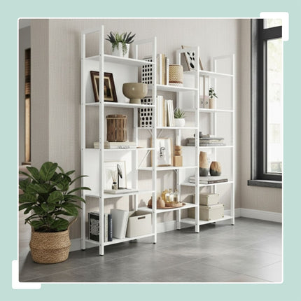 Industrial Bookshelf, 14-Tier Storage Shelves