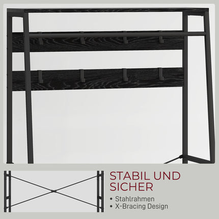 Industrial Coat Rack with Shoe Shelf, 2 Fabric Drawers, 8 Hooks
