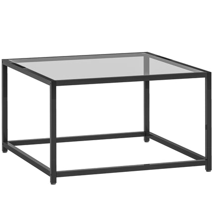Industrial Coffee Table, Tempered Glass & Steel, 68x68 cm