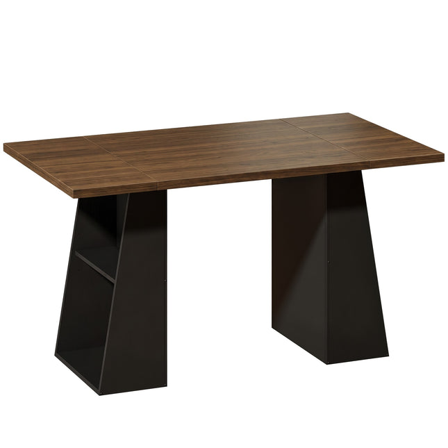 Industrial Computer Desk 140 cm, 4 Open Shelves, Brown-Black