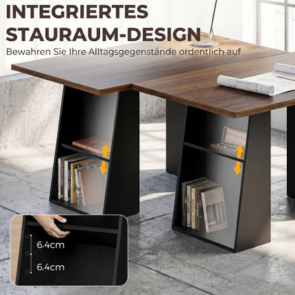 Industrial Computer Desk 140 cm, 4 Open Shelves, Brown-Black