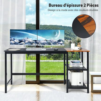 Industrial Computer Desk, 150cm, 2-Tier Shelf, Hook