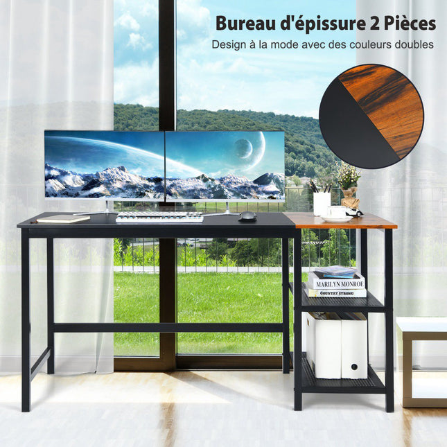 Industrial Computer Desk, 150cm, 2-Tier Shelf, Hook