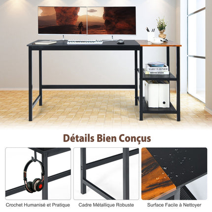 Industrial Computer Desk, 150cm, 2-Tier Shelf, Hook