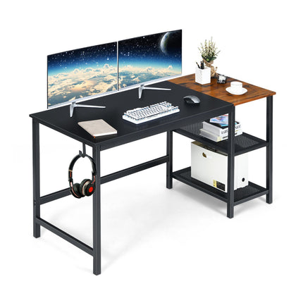 Industrial Computer Desk, 150cm, 2-Tier Shelf, Hook