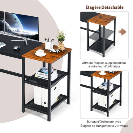 Industrial Computer Desk, 150cm, 2-Tier Shelf, Hook