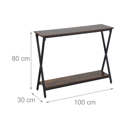 Industrial Console Table, 2-Tier, Metal Frame