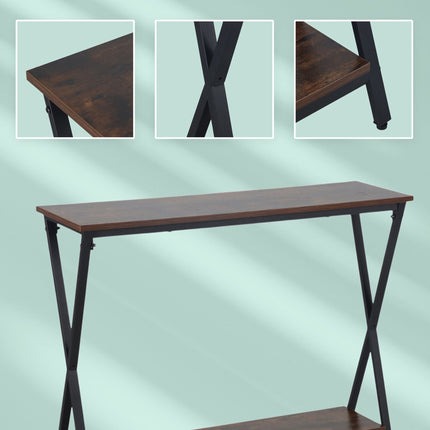 Industrial Console Table, 2-Tier, Metal Frame