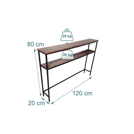 Industrial Console Table, 2-Tier, Space-Saving Design