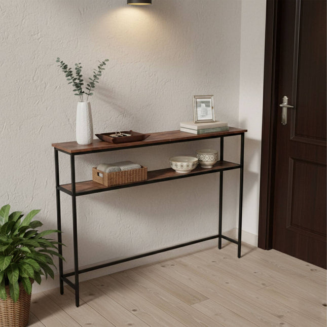 Industriële consoletafel, 2 niveaus, ruimtebesparend ontwerp