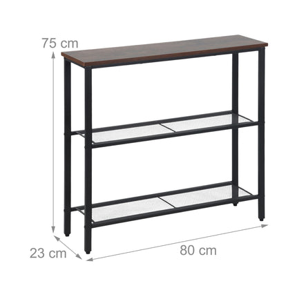 Industrial Console Table, 3-Tier Wood Shelves