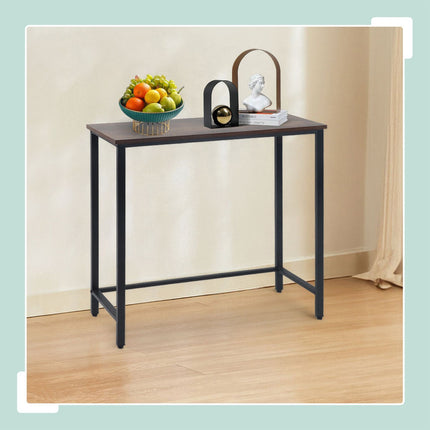 Industrial Console Table – Narrow, Metal Frame, Wood Top