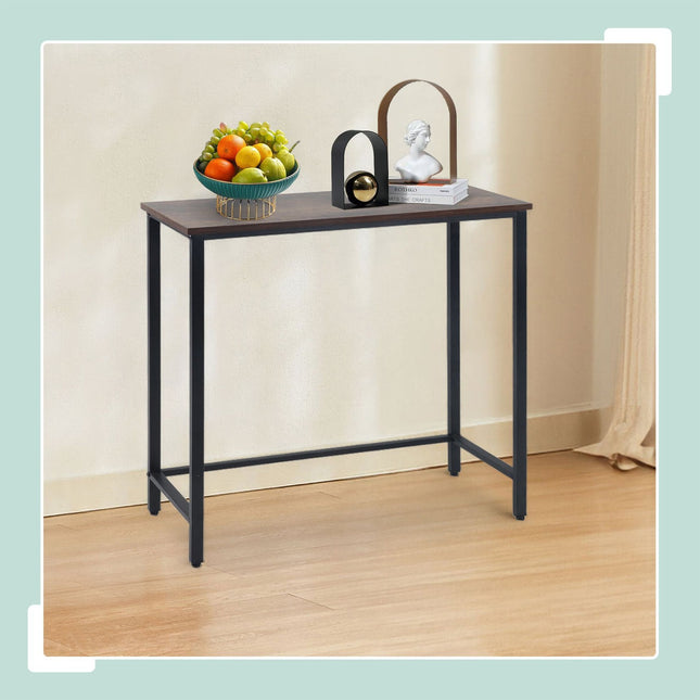 Industriële consoletafel - smal, metalen frame, houten blad