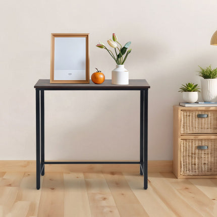 Industrial Console Table – Narrow, Metal Frame, Wood Top