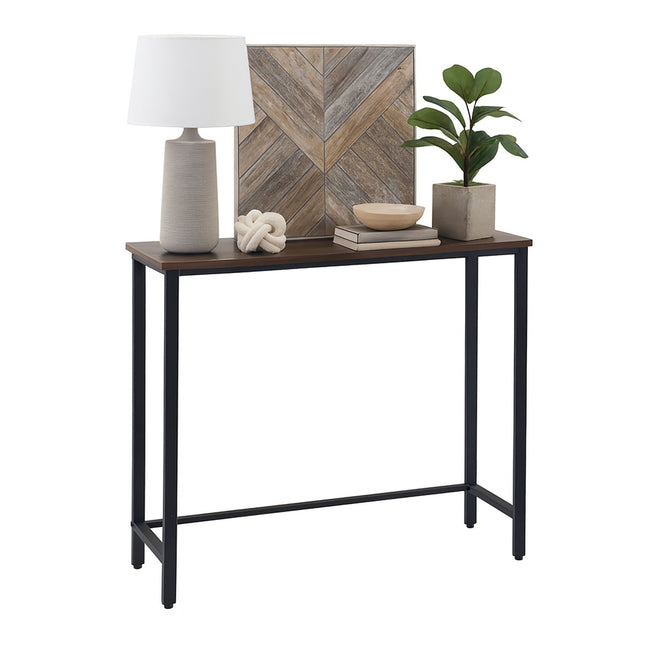Industriële consoletafel - smal, metalen frame, houten blad