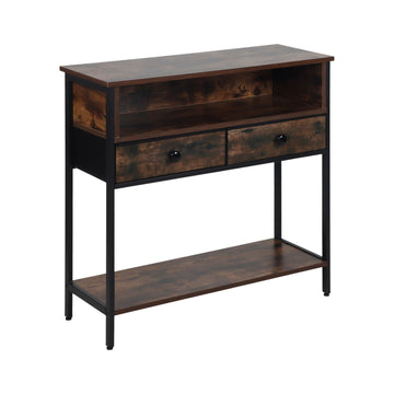 Industrial Console Table with Drawers and Shelves