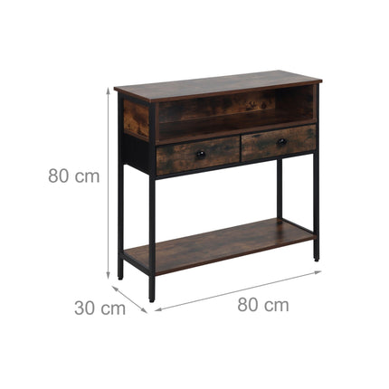 Industrial Console Table with Drawers and Shelves