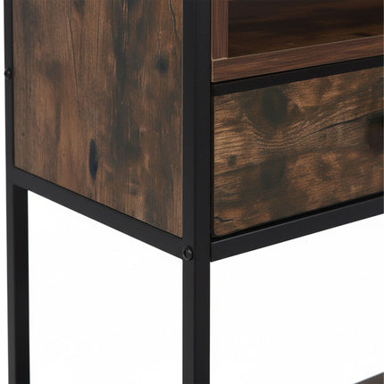 Industrial Console Table with Drawers and Shelves