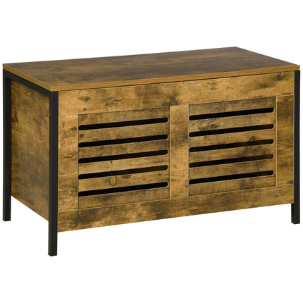 Rustic brown steel storage box with lid for the home