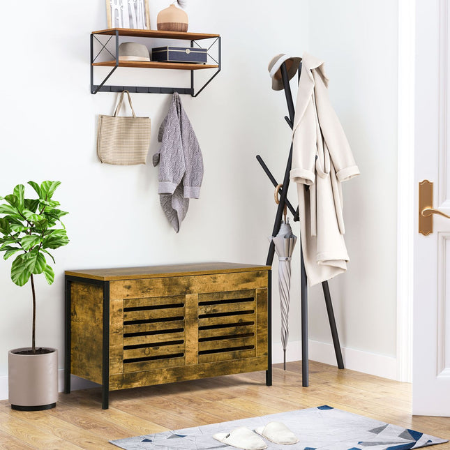 Rustic brown steel storage box with lid for the home