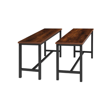 Industrial Dining Benches Set of 2 – Wood and Iron