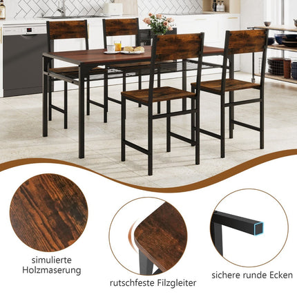 Industrial Dining Chairs Set of 2, Metal Frame, Rustic Brown