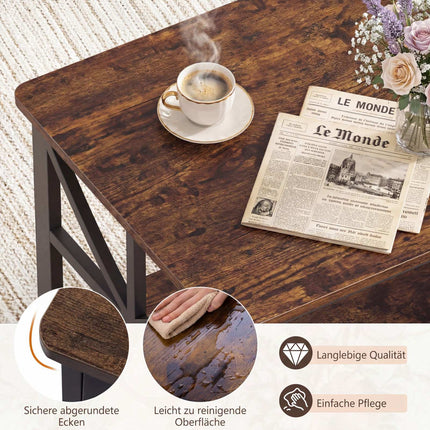 Industrial Farmhouse Coffee Table with Open Shelf, Rustic Brown