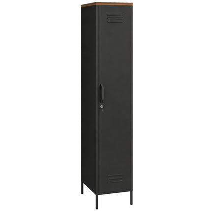 Industrial Metal Wardrobe, Adjustable Shelves, Black, 183cm
