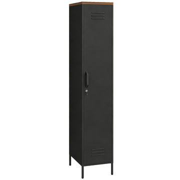 Industrial Metal Wardrobe, Adjustable Shelves, Black, 183cm