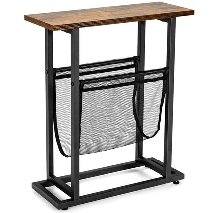 Industrial Narrow Side Table, 2-Tier, 48 x 18 x 54.5 cm, Brown/Black