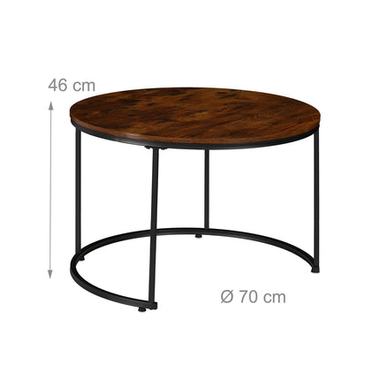 Industrial Nesting Coffee Tables, Set of 2, Wood-Effect