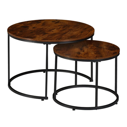 Industrial Nesting Coffee Tables, Set of 2, Wood-Effect