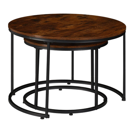 Industrial Nesting Coffee Tables, Set of 2, Wood-Effect