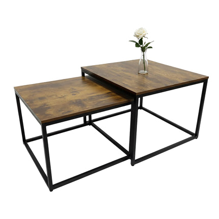 Industrial Nesting Side Tables, 2-Piece Set, Wood-Effect