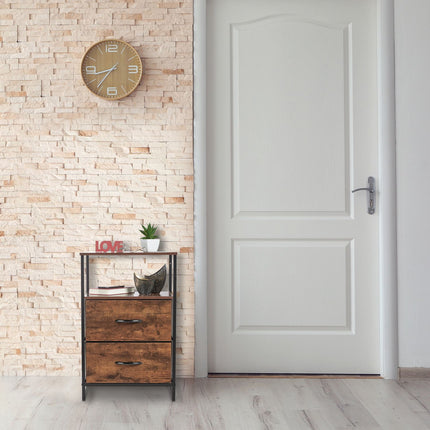 Industrial Nightstand Set of 2, Rustic Wood and Metal