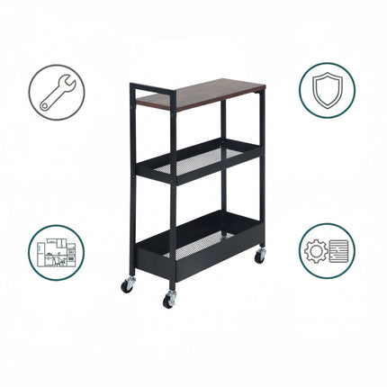 Industrial Rolling Trolley with Shelves and Baskets