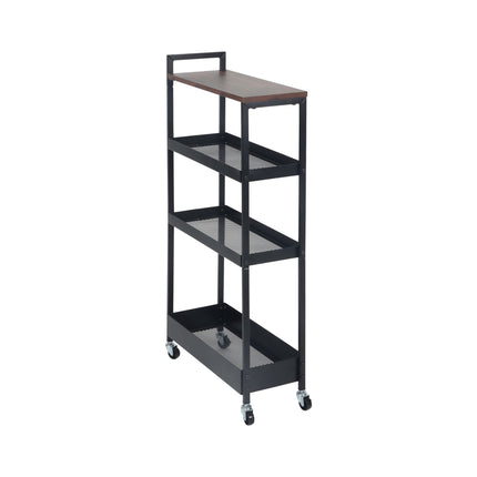 Industrial Rolling Trolley with Wire Baskets and Shelves