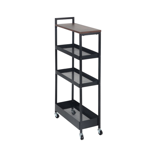 Industrial Rolling Trolley with Wire Baskets and Shelves