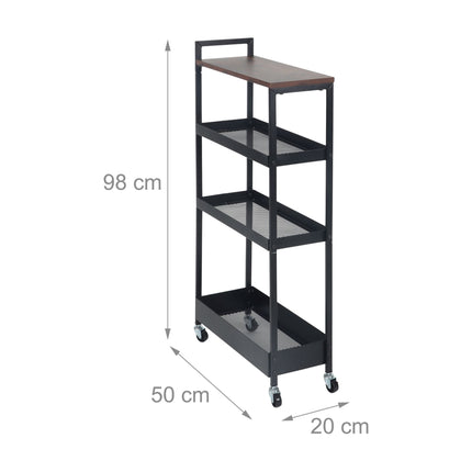 Industrial Rolling Trolley with Wire Baskets and Shelves