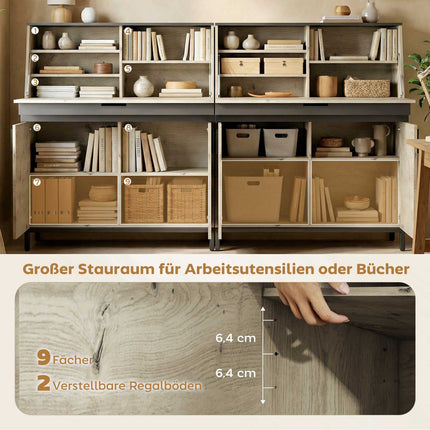 Industrial Secretary Desk with Shelves, 100 cm Wood