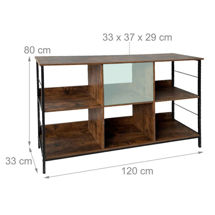 Industrial Shelf, 6-Tier, Metal Frame, Wood Finish